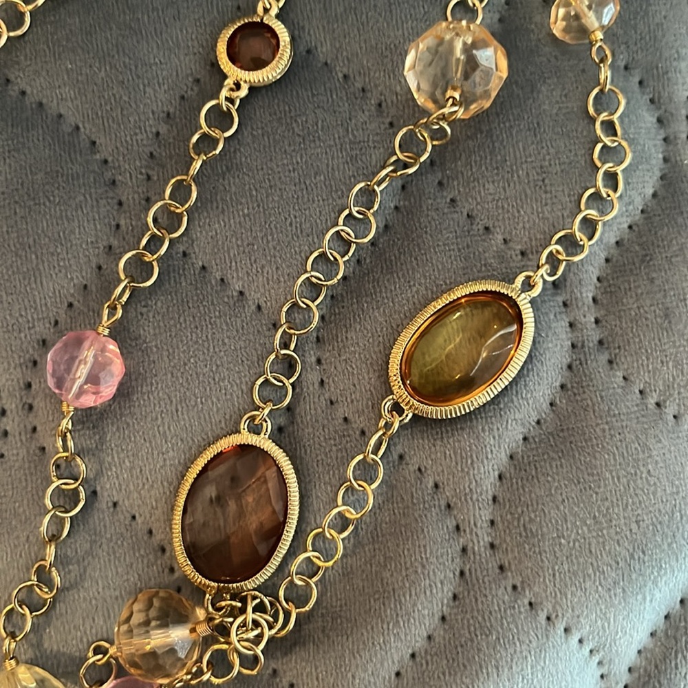 Dana Kellin for Target Gold, Pink and Amber Three-Strand Necklace - Picture 3 of 5